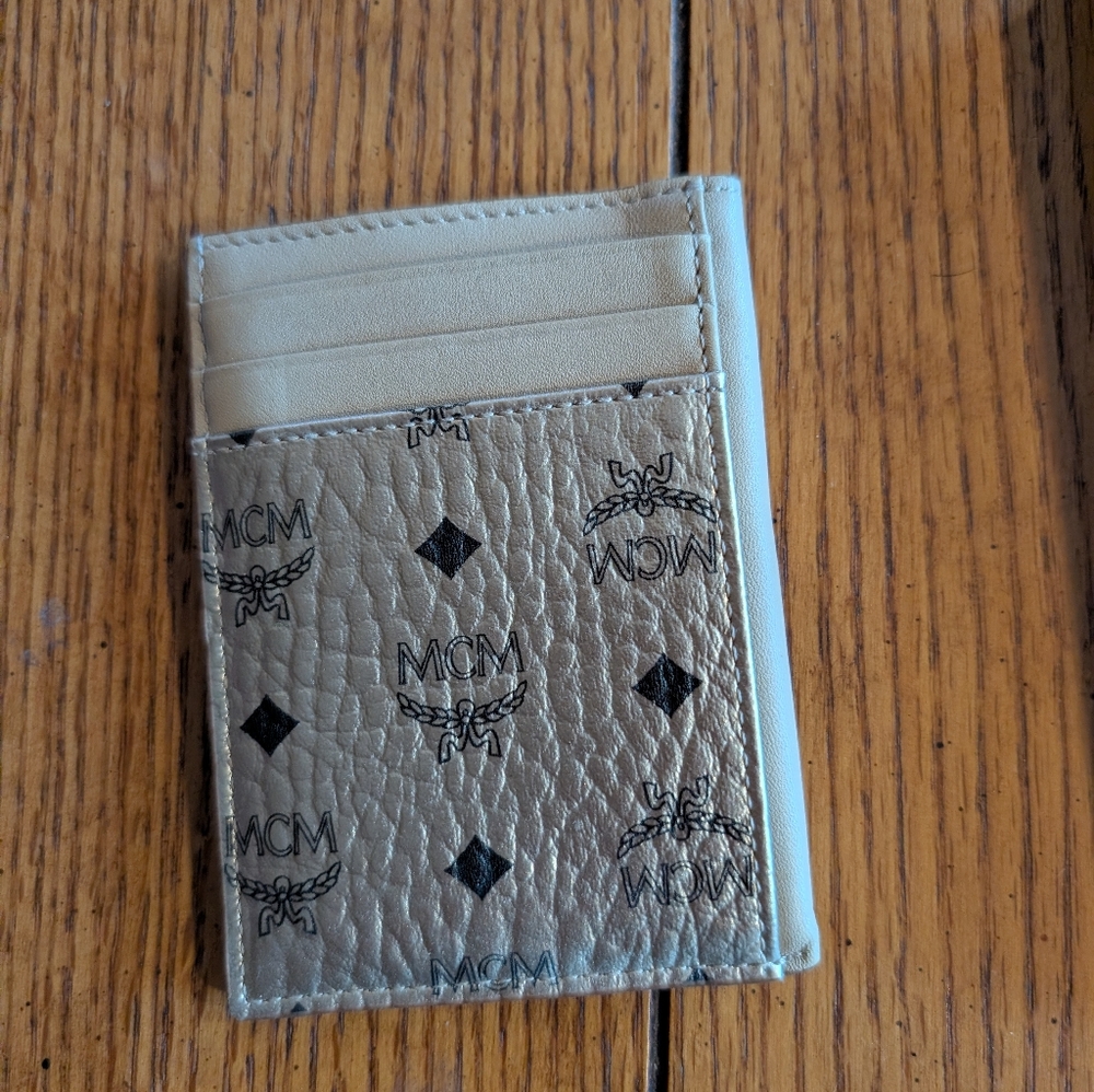 MCM Gold and Tan Card Holder